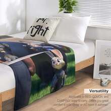 1 Piece &Lt; Zootopia &Gt;  Station Flannel Blanket - Jessy Hopps And Nick Wilde, Ultra Soft Heavyweight 280GSM All-Season Blanket/Sofa Cushion, Bed, Camping, Office Machine Washable Disney Fan Gift, Durable Decorative Blanket, Movie Enthusiast Must-Have, Home Decoration Accessories - 風格 - 查看 8