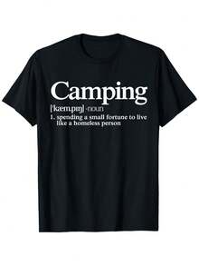 Funny Camping Definition T-Shirt - "Camping: I Keep Pinning The Noun" Humorous Saying, Unisex Casual T-Shirt Made Of 100% Cotton With Slight Stretch, Streetwear Style, Sizes S-XXXL - 黑色 - 查看 6