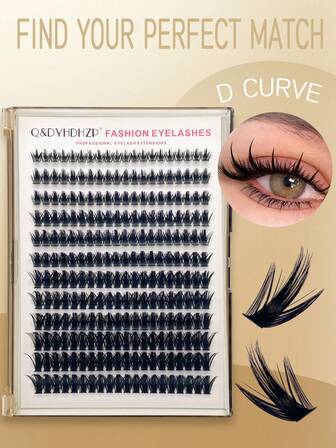 240簇浓密麦穗耳睫毛，单簇D卷翘睫毛，自然纤长浓密，舒适可重复使用，适合日常佩戴、约会、派对和节日等场合。