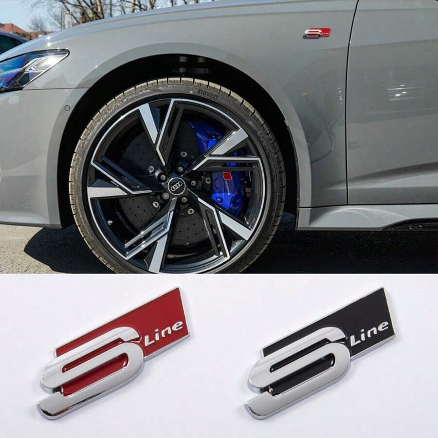 3D Metal S Line Logo Design Sticker, Fashion Car Decal With Badge And Logo, Fit For Audi S Line A1 A3 A4 A5 A7 Q2 Q5 Q7 TT SQ5 SQ7 B6 B7 - Multicolor - View 1