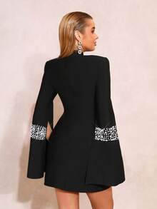 فستان جديد بتصميم مثير بطبعات ساخنة ذو رقبة دائرية لامعة، قصير وطويل بتنورة على شكل مظلة، مناسب للحفلات الرسمية والزفاف والمناسبات