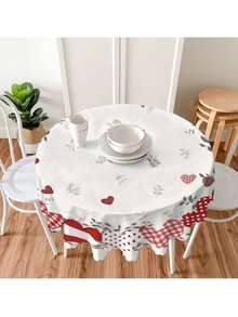 1 chiếc khăn trải bàn bằng polyester cho Ngày Valentine - Họa tiết kẻ caro đỏ hình trái tim và xanh lá cây nhạt, khăn trải bàn tròn/chữ nhật bằng polyester dệt kim dùng cho nhà bếp, phòng ăn và trang trí dã ngoại, trang trí Ngày Valentine, trang trí Ngày của Mẹ, trang trí kỷ niệm, vật trang trí trung tâm bàn ăn. - Nhiều màu - Xem 6