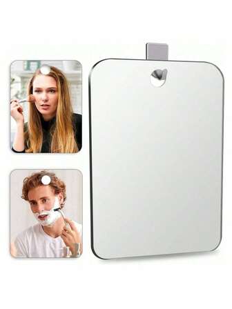 Shaving Mirror, Acrylic Shower Mirror, Handheld Bathroom Mirror, Portable Makeup Mirror, Hand Mirror, Unisex Camping Travel Mirror, Frameless Handheld Makeup Mirror, Silver Color, Comes With Adhesive Hook, Suitable As Gift For Family And Friends