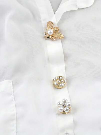 1 set skjortknappskydd, manschettknappset med bi, kamelia, pärla och diamanter, knappklämmor, lämplig för klänningar, bröllop, formell klädsel, klädaccessoarer, presenter för dagliga sammankomster, festivaler, musikfestivaler, alla hjärtans dag, damsmycken, presenter till vänner, familj, par