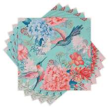 20张/40张/60张/套 柔软方形绿色花卉喜鹊图案餐巾，双层，展开尺寸33厘米*33厘米，适用于：婚礼、下午茶、生日派对装饰、派对装饰、派对用品、节日装饰、节日用品