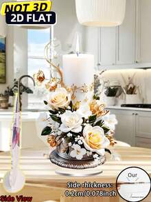 2D Plano 1 Vela Hilo dorado envuelto alrededor de la flor de lirio Accesorio de mesa -Ilustración óptica 3D (18cm/7.1 pulgadas) Adecuado para decoración del hogar - Decoración de la habitación - Decoración de accesorios de oficina - Día de San Valentín - Día de la Madre - Regalo de cumpleaños, Decoración de boda - Vuelta a la escuela - El mejor regalo para amigos y familiares