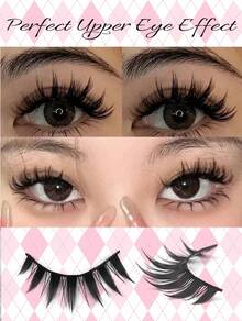 14 Pairs Manga Lashes Eyes Lashes Soft Natural Long Eyelashes Fake Lashes,Anime Wispy Strip False Eyelashes,For Used Daily Makeup Extension Cosplay,Party Reusable Strip Lashes,Lashes,Eyelashes,Fake Lashes - 尖尾漫畫款 - 查看 6