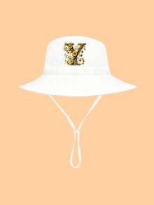 1顶儿童薄款向日葵及26个字母装饰白色渔夫帽，时尚舒适透气，防晒防晒，可调节防风带，适合2-3岁男孩女孩，春夏日常佩戴及户外活动皆宜，是绝佳的生日礼物。 - 彩色 - 查看 32