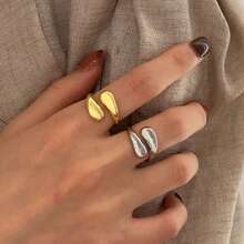 Hollow Geometric Adjustable Open Ring, Simple & Versatile Jewelry Accessory For Women & Students - Gold - View 4