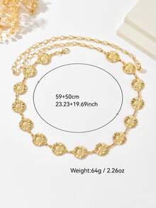 1pc Minimalist Gold Boho Style Sunflower & Smiling Face Waist Chain, Suitable For Weddings, Banquets, Parties - Gold - View 7