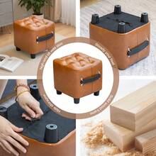 Kelyda Small Step Stool For Kids Adults, Oil-Wax Leather-Padded Waterproof Low Foot Stool Ottoman, 11 Inch Portable Foot Rest Sofa Side Stool And Shoe-Changing Stool For Living Room Bedroom Hallway Entrances,  As Home Decorative Furniture - 棕色 - 查看 7