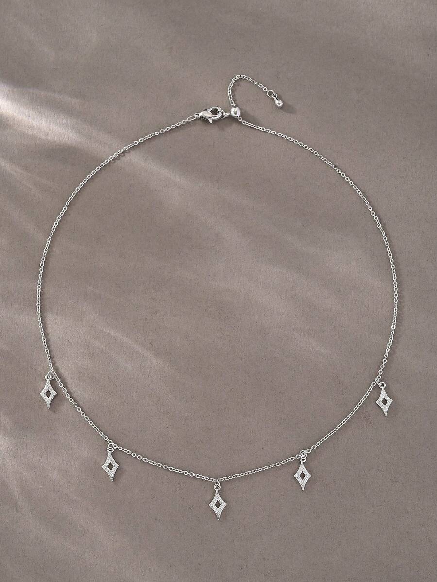 1条银色项链，百搭铜质立方氧化锆项链，适合约会、派对、送礼和日常佩戴