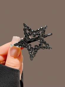 2pcs/4pcs Rhinestone Pentagram Duck Hair Clips Cute Alligator Hair Clip Premium Feel Broken Hair Bangs Side Clips - Multicolor - View 4