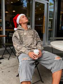 1PCS Light Camo Hoodie For Men, Christmas Gifts, Brown Camo Hoodie, Christmas Sweater, Camo T-Shirt Tee For Men, Graphic Mens Hooded, Maple Leaf Print Oversized Hoodies, Men Unisex Sweatshirt Y2k Hoodies Casual Pullover Sweater With Pocket - 駝色 - 查看 3