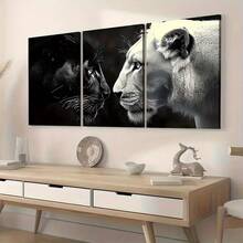 3pcs Unframed Canvas Painting And Posters, Animal Lion Art, Home Decor, Wall Art, Room Decor, Oliday Gift, Living Room, Bedroom, Dining Room, Office Decoration Picture, 2D Flat, Perfect For Room Decor - Multicolor - View 5