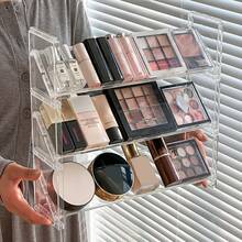 1件/3件装亚克力化妆品收纳架，带口红、指甲油、粉底和散粉收纳架 - 适用于梳妆台、卧室、浴室的紧凑型展示架 - 开放式化妆品收纳架（无需组装） - 無色 - 查看 8