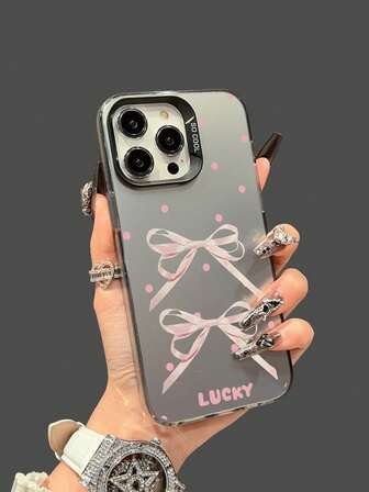 The New Series Of Creative And Fashionable IMD Laser Phone Cases ,Pink Bows Polka Dots And "LUCKY" Text Patterns, Classic Hybrid Phone Cases With Shock Resistance And Anti Slip, Compatible With Iphone 17/17Air/17Pro/17ProMax, 16/16Plus/16ProMax, 15.14, 13, 12, 11 Series, Suitable For Galaxy S22, S23, S24, S25 PLUS ULTRA Series, Easter Gift, Christmas/Halloween Decoration/Birthday Gift, Couple .Girlfriend, Boyfriend, Friend Or Yourself.