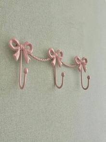 1 件金属壁挂式蝴蝶结钥匙扣 - 法式乡村风格装饰衣帽钩，带 2 个挂钩，可爱的 INS 美学家居装饰，适用于入口、卧室、儿童房、宿舍、壁挂式钥匙收纳盒、宿舍存储解决方案、织物挂钩收纳盒节省空间多用途可调节可堆叠便携式 - 彩色 - 查看 5