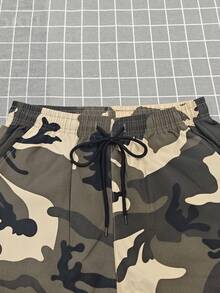 男士迷彩工装裤，带侧袋，休闲常规版型，适合户外活动，轻便透气，适合春秋季穿着。 - 卡其色 - 查看 4