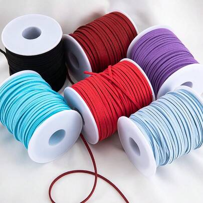 5m Coffee, White, Black, Gray Faux Suede Cord - Elastic Artificial Suede Cord, Suitable For DIY Jewelry Making, Bracelets, Necklaces And Beading Crafts