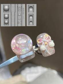 Molde de Silicone Esculpido para Arte de Unhas com Bola de Cristal, Bola de Pêlo em Forma de Floco de Neve e Laço, Alta Transparência, Adequado para o Inverno