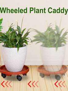 1pc Flower Pot Tray With Swivel Casters, Holds 30-40 Lbs (15-20 Kg), Suitable For Placing Indoor Plants In Living Room Or Balcony. Movable Large Flower Pot, Leak-Proof. Great Gift For Parents And Friends On Valentine's Day Or Thanksgiving. - Multicolor - View 7