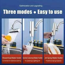 1pc Universal Multi-Functional Faucet Adapter | ABS Faucet. 3 Waterfall Flow Patterns, Rotating Splash Guard. No Electricity Required, Easy Installation, Stylish Upgrade For Bathroom And Kitchen Sinks, Water-Saving Design. Modern Kitchen Accessory | Stylish Faucet Design | Durable ABS Material | Faucet Accessories - Silver - View 10