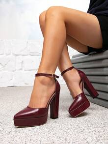 黑色高跟鞋、厚底高跟鞋、婚鞋、高跟鞋、优雅高跟鞋、包头鞋、舒适高跟鞋、坡跟鞋、厚底高跟鞋、正式高跟鞋、度假鞋、粗跟鞋、尖头高跟鞋、优雅鞋、时尚新款派对高跟鞋 - 酒紅色 - 查看 11