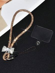 1条奢华水钻珍珠蝴蝶结装饰手机挂绳，创意全水钻钥匙扣吊坠，时尚多彩闪亮腕带，短款手持耐用防丢通用智能手机腕带，适合女性日常、约会、度假、旅行、工作，是送给母亲和女友的绝佳生日礼物 - 彩色 - 查看 9