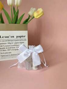 8pcs - White Bow-Tied Tulle Gift Bags, Cosmetic Favor Gift Packaging Bags, Drawstring Pouch! Perfect For Holding Candies And Other Small Items!