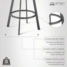 Armen Living Chelsea 26" White Faux Leather and Brushed Stainless Steel Swivel Bar Stool(25 Chocolate) - Multicolor - Ver 13