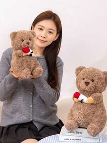 1pc Rose Bear Plush Doll, Valentine's Day Gift For Her, Mother's Day Rose Bear Gift - Multicolor - View 6