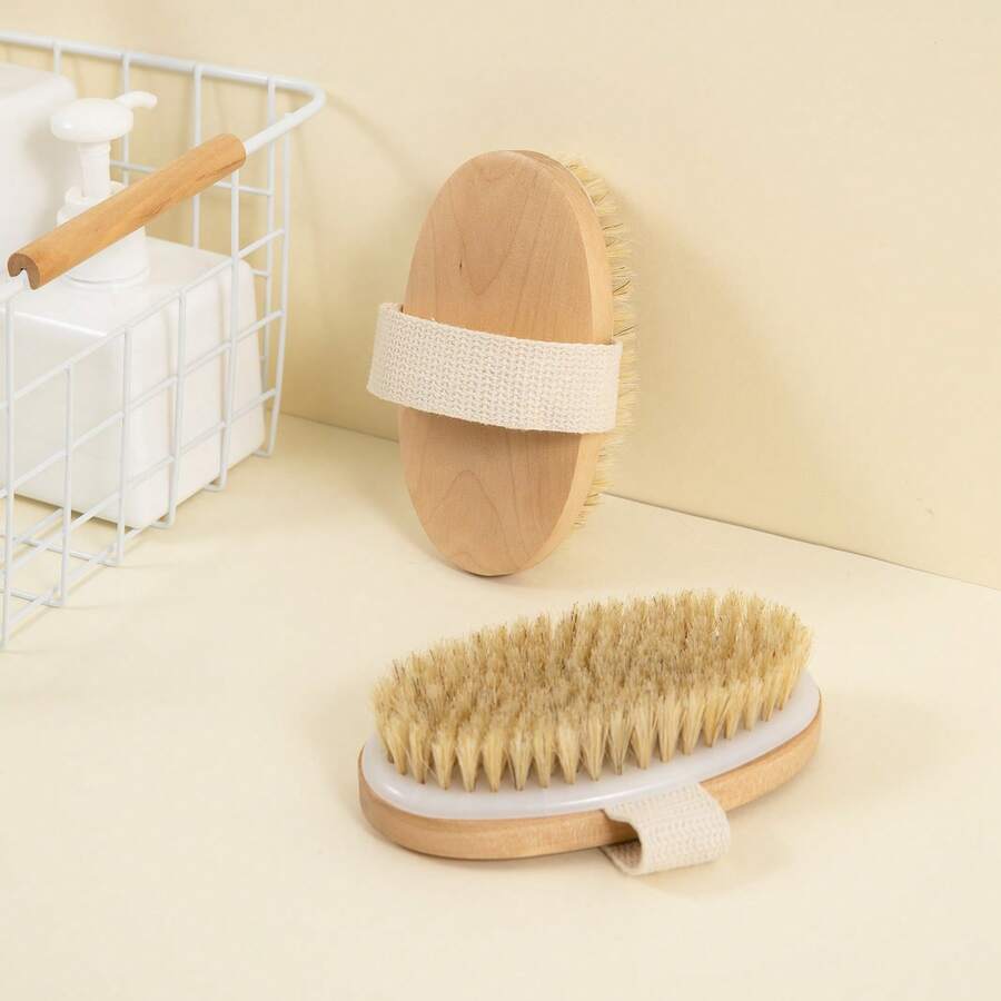 Dry Brushing Body Brush For Lymphatic Drainage- Soft Bristles - Reduces Cellulites, Removes Dry Skin And Improves Blood Circulation, Body Exfoliator Scrubber For Glowing Skin, Sauna Accessories - Beige - View 1