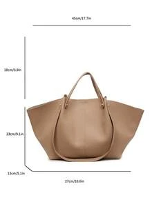 1pc New Korean Style Crinkled Shoulder Bag, Large Capacity Handbag, Lightweight Luxurious Retro Elegant Tote Bag, Multifunctional Underarm Bag, High-End Fashion Shoulder Bag, Shopping Bag, Work Bag, Niche French Design - Khaki - View 3