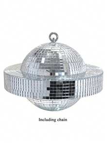1 Peça Espelho de Bola de Discoteca Rotativa em Formato de Planeta, Decoração Suspensa, Design em Formato de Saturno, Bola de Natal Adereços de Fotografia para Bar, Decoração de Festa, Casamento e Feriados - Multicolorido - Visão 10