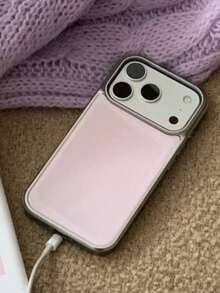 Ombre Purple With Silver Trim Electroplated Phone Case, Compatible With 17 Pro Max, 17 Pro, 17 Air, 16 Pro Max, 15, 14, 13, 12 Pro Max, 14, 15, 16 Plus, 11, Sweet Minimalist Stained Color Hard Back Cover, Suitable As Valentine's Day Gift For Girls - Pink - View 7