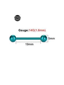 1个14G ASTM F136钛直杆环，适用于乳头/舌头/酒窝/工业穿孔 - 内螺纹，低过敏性，男女皆宜，不含镍，不含铅 - 彩色 - 查看 6