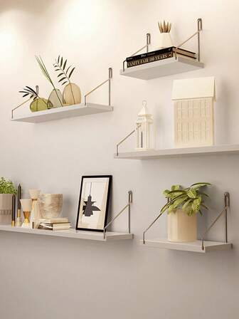 1pc No Drill One-Shelf Wall Mounted Floating Shelf For Books, Plants, Decor, Dorm Room Wall Hanging Storage Rack