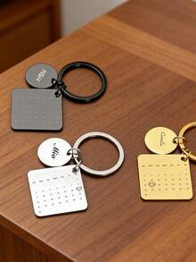 1pc Custom Calendar Keychain, Customize With Name Or Text, A Calendar Keychain To Mark Special Dates, Anniversary Keychain, Personalized Couple Keychain, Birthday Calendar Keychain, Anniversary Gift In Fashionable Style - Multicolor - View 7