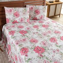 Laila 400 Thread Count Printed Bedspread With Ruffle - Single, Double, Queen Size 3 Pieces - Print 02 - View 3