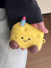 1个可爱卡通硅胶保护套，创意奶酪娃娃设计，兼容苹果1/2/3/4代无线蓝牙耳机保护套（不含耳机） - 黃色 - 查看 6