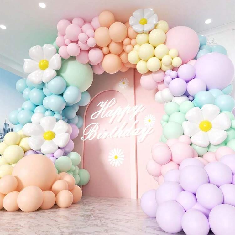 133個 デイジー パステル バルーンガーランドキット パステルマカロン バルーンアーチキット デイジーの花のバルーン付き 誕生日 ベビーシャワー ボヘミアン マザーズデー 春のデイジーフローラルテーマパーティー装飾 - マルチカラー - 見る 1