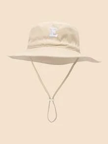 1 chiếc mũ tai bèo dễ thương cho bé - Mũ vành rộng chống nắng với các chữ cái thêu từ A-Z, dây đeo cằm có thể điều chỉnh, thích hợp cho bãi biển và các hoạt động ngoài trời hàng ngày. - Màu be - Chữ vá - Xem 34