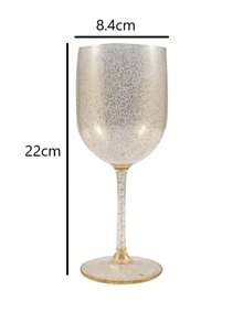 1/2/6/15pcs 16oz Plastic Glitter Stemmed Wine Glasses, Unbreakable/Party Wine Cups - Transparent Shimmering Gold - View 9