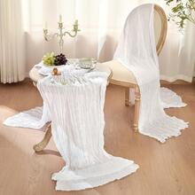 1pc/2pcs/5pcs White Sheer Table Runner, 35"X70", Boho Style Thin Gauze Table Runner, Vintage Country Transparent Table Decor, Suitable For Wedding, Party, Baby Shower, Long Table Decoration