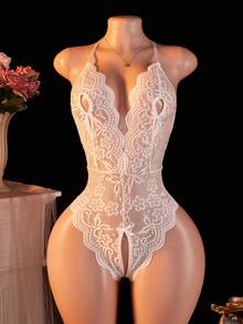 Ren Mở đáy Nội y sexy Áo liền quần chặt , Đàn hồi , Sự cám dỗ , Đúng mốt Và Cá nhân hóa - trắng - Xem 2