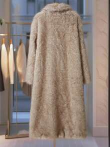 Women's Faux Fur Lapel Collar Long Shaggy Casual Jacket