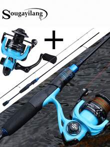 SOUGAYILANG Professional Stream Fishing Rod UL 1.8m - High Carbon Construction With Sensitive Tip, Anti-Corrosion Guides Fast Action 5.2:1Gear Ratio For Micro Game Fishing (Trout) - Blue - View 3