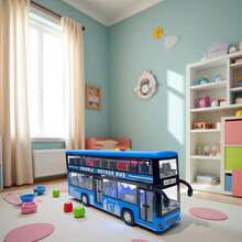 Toy, Toy Car, Bus Car, Toy Bus Car, Bus Car Model, Double-Decker Bus, Boys' Game, Children's Toy Car, Birthday Gift, With Lights And Music, Inertial Power Drive, Children's Toy Vehicle, Bus Vehicle, Christmas, Halloween, Holiday Gift, Boys' Gift - Multicolor - View 2