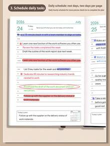 400-Page 2026 English PU Snap Planner – Adult English Planning Book With Monthly Goals & Daily Task Lists. Dated Faux Leather Portable Diary – Daily Efficiency Journal For Students & Professionals' Time Management. - Multicolor - View 11